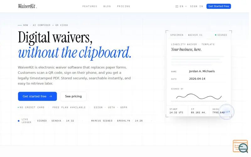 Screenshot of WaiverKit