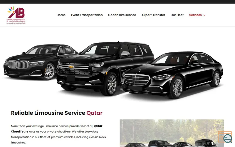 Screenshot of Limousine Company Qatar, a launch using Rank Math