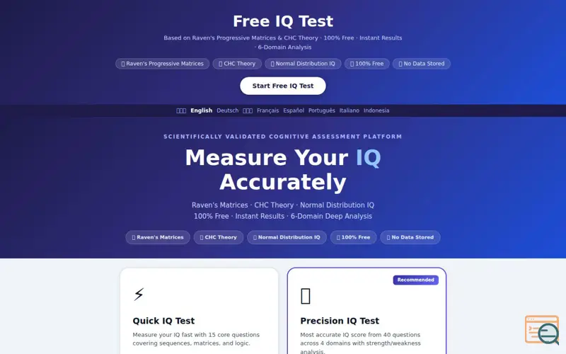 Screenshot of Free IQ Test