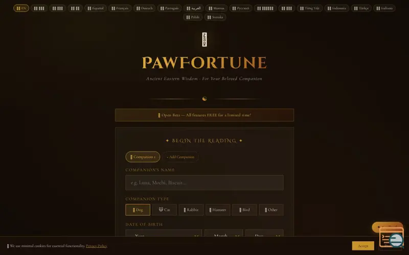 Screenshot of pawfortune