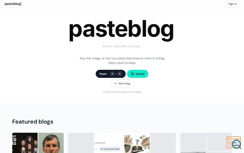 Screenshot of Pasteblog