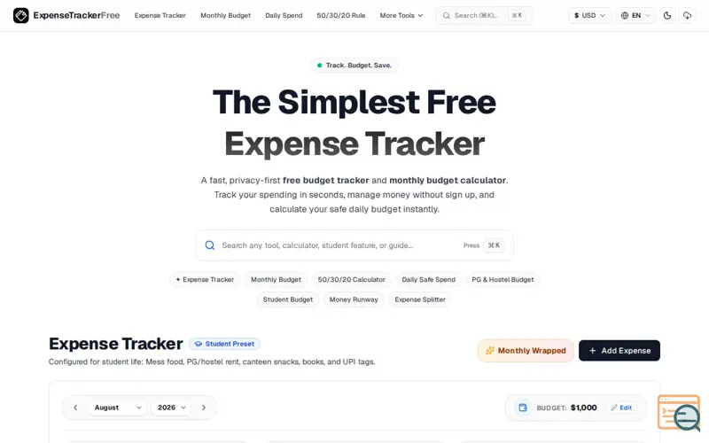 Screenshot of ExpenseTrackerFree