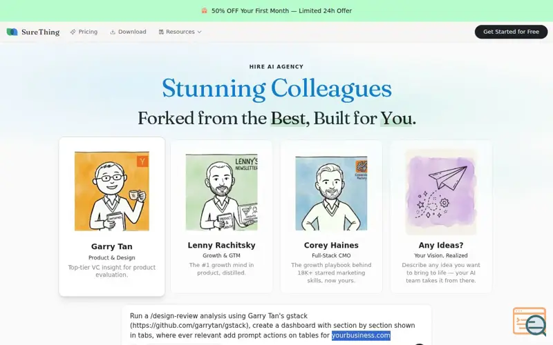 Screenshot of SureThing.io, a launch using Senja