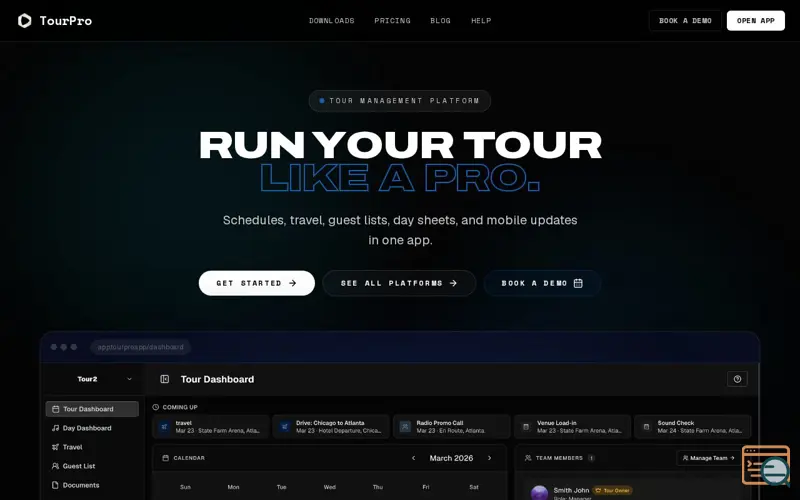 Screenshot of TourPro