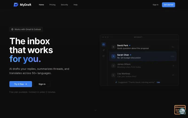 Screenshot of MyDraft