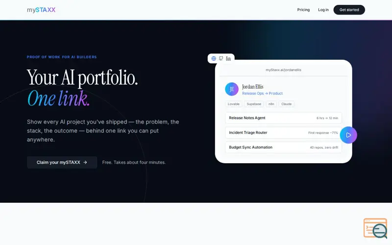 Screenshot of mySTAXX