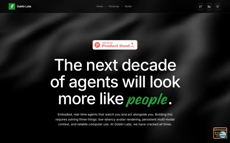 Screenshot of Goblin Labs — AI personas 