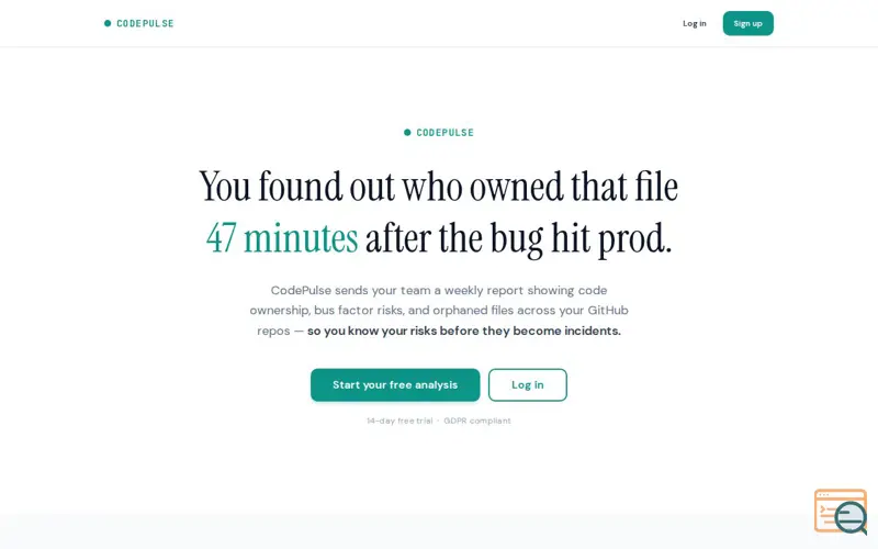 Screenshot of CodePulse — Know who owns your code