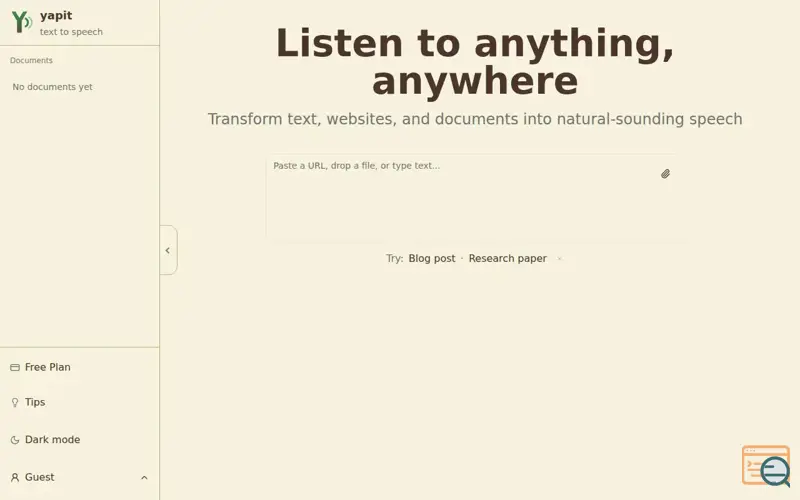 Screenshot of Yapit