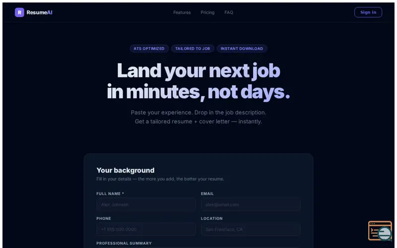 Screenshot of ResumeAI