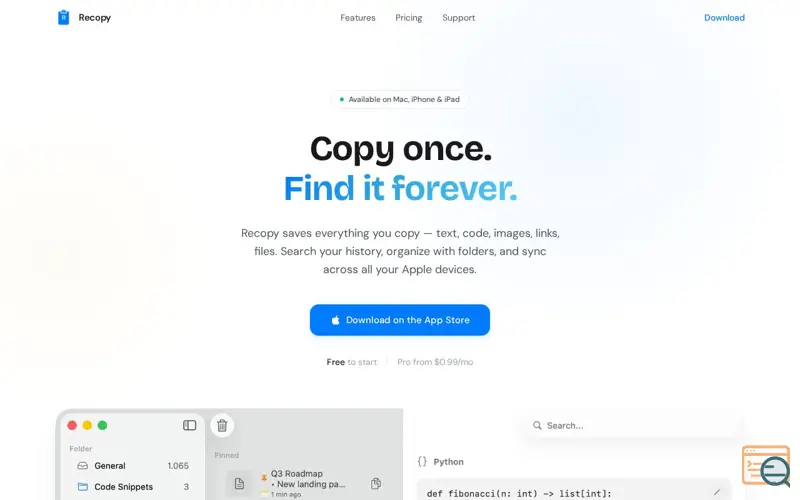 Screenshot of Recopy