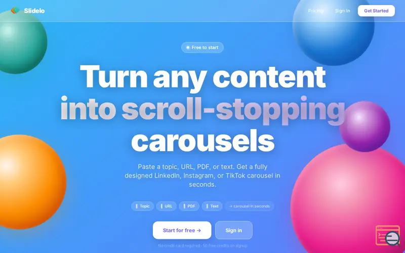 Screenshot of Slidelo - Build traffic with Carousels