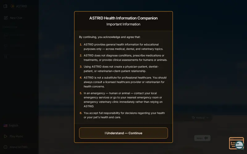 Screenshot of ASTRID