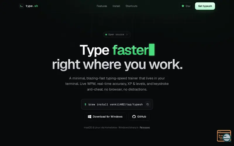 Screenshot of typesh