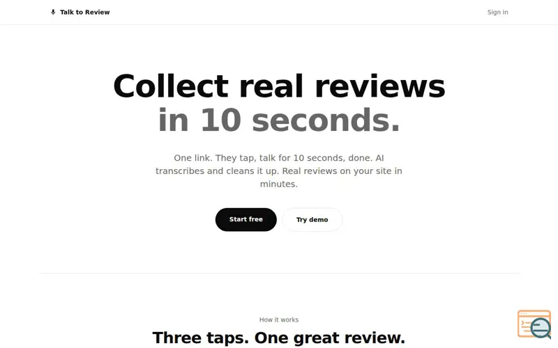 Screenshot of Talk to Review