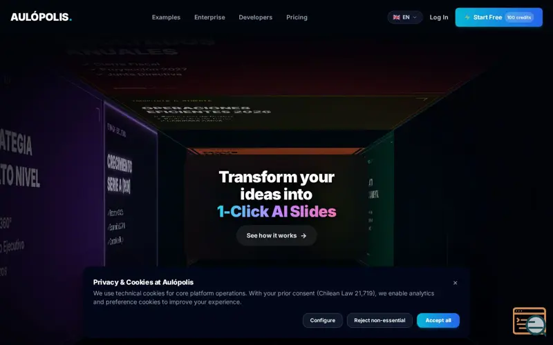 Screenshot of Aulopolis Slides, a launch using WNPower