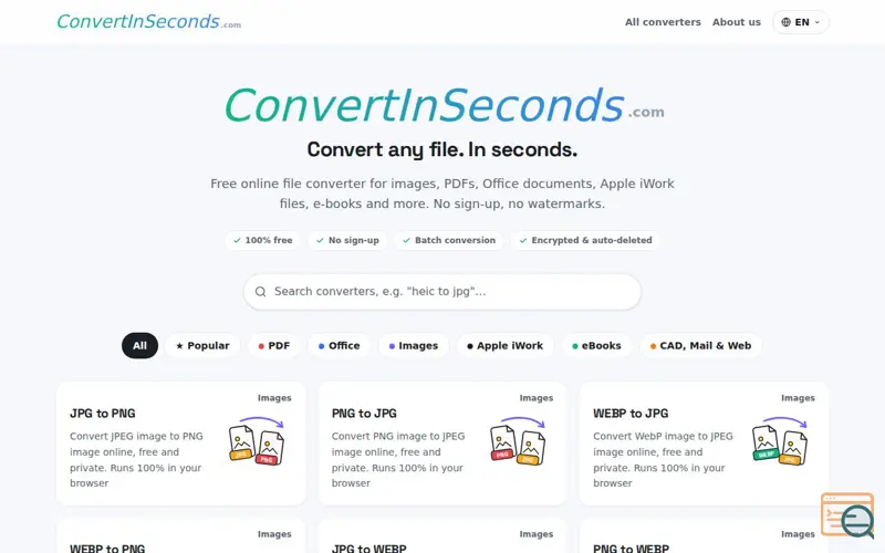 Screenshot of ConvertInSeconds