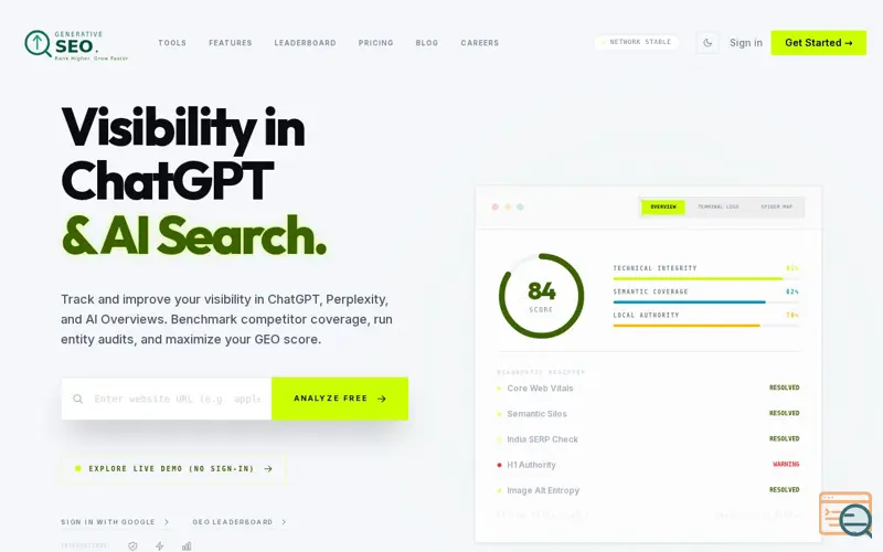 Screenshot of GenerativeSEO