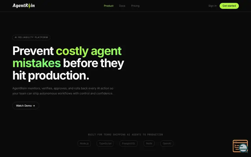 Screenshot of AgentRein