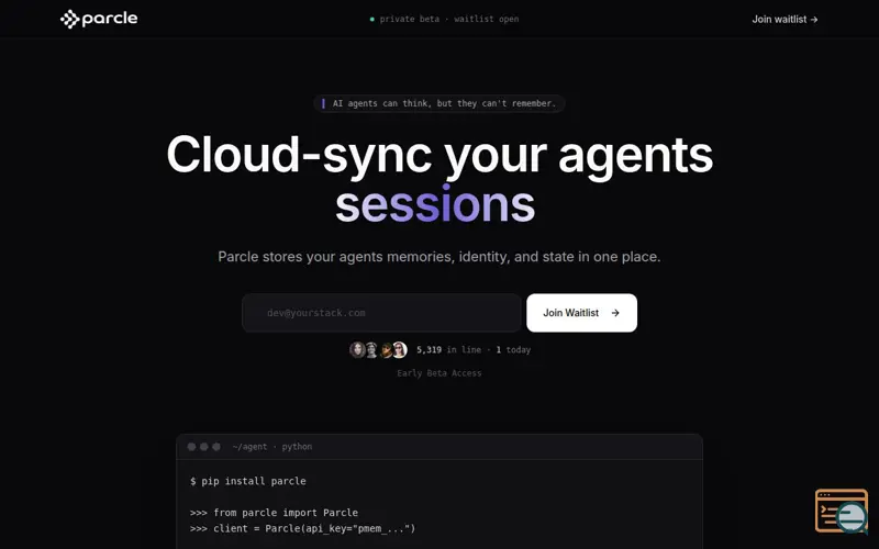 Screenshot of Parcle