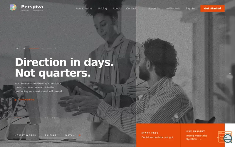 Screenshot of Perspiva; surveys reimagined, a launch using WorkOS