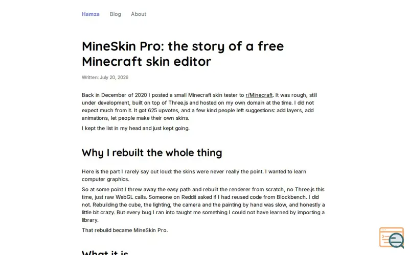 Screenshot of A free Minecraft skin editor