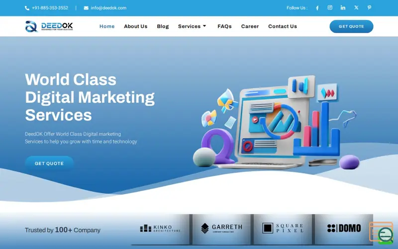 Screenshot of Deedok IT Solutions, a launch using ElementsKit