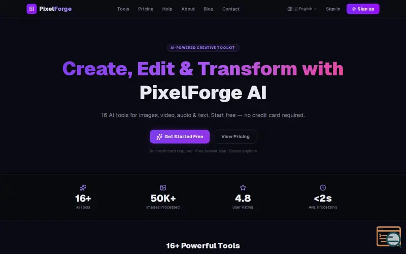 Screenshot of PixelForge AI