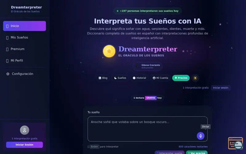 Screenshot of Dreamterpreter