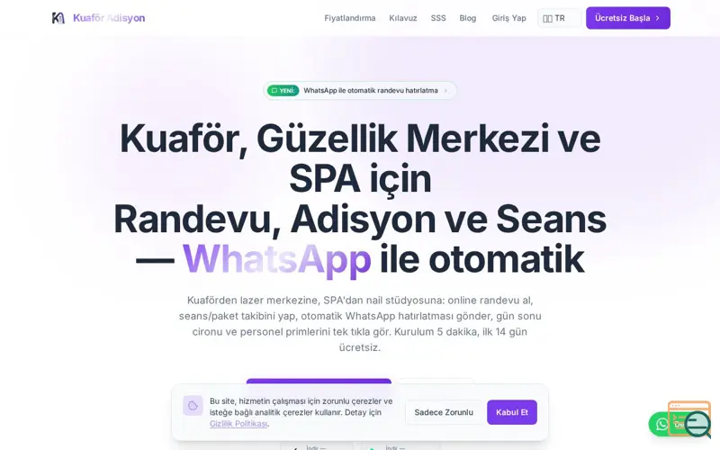 Screenshot of Kuaför Adisyon