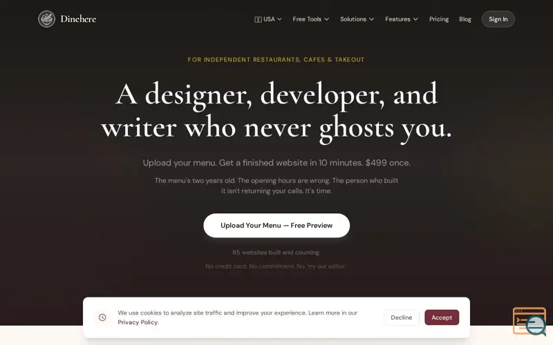 Screenshot of Dinehere.ai