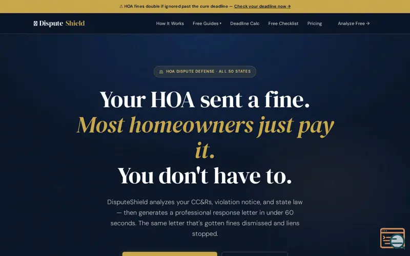 Screenshot of HOA Dispute Shield