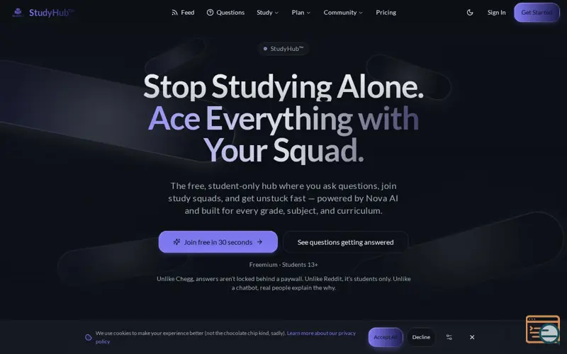 Screenshot of StudyHub™, a launch using Elfsight