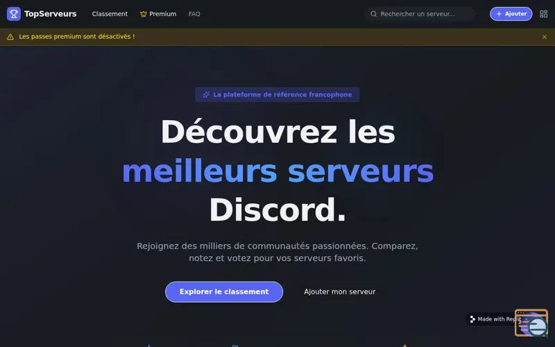 Screenshot of TopServeurs 