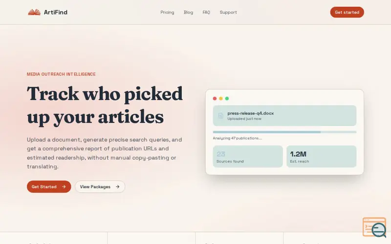 Screenshot of ArtiFind 