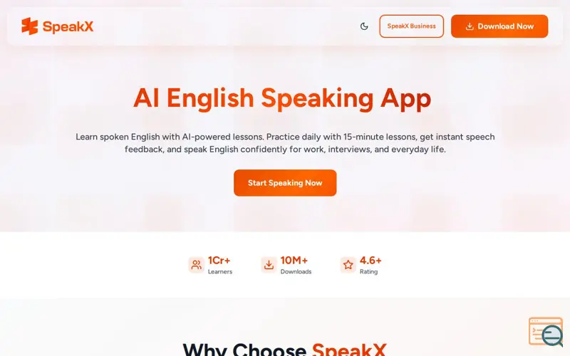 Screenshot of SpeakX