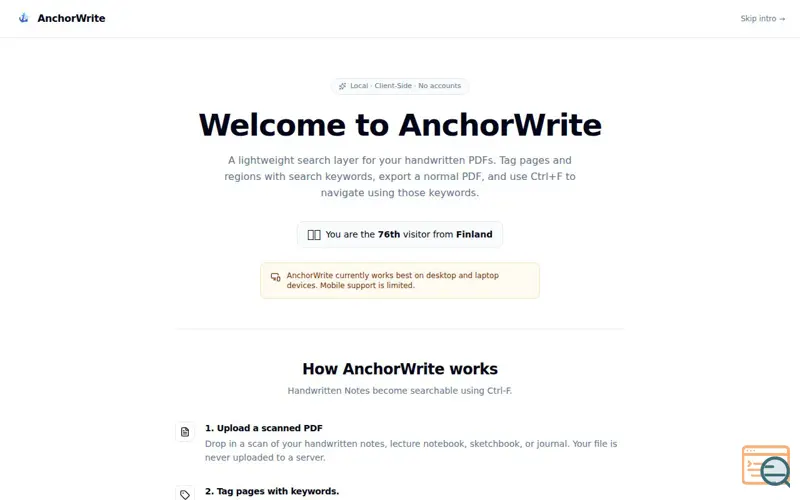 Screenshot of AnchorWrite