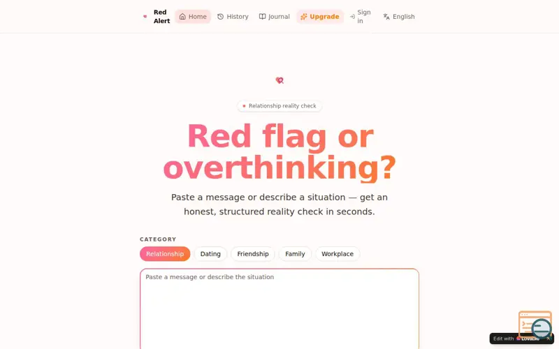 Screenshot of Red Flag Advisor