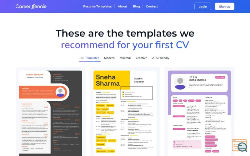 Screenshot of Careergennie - Resume Builder Online