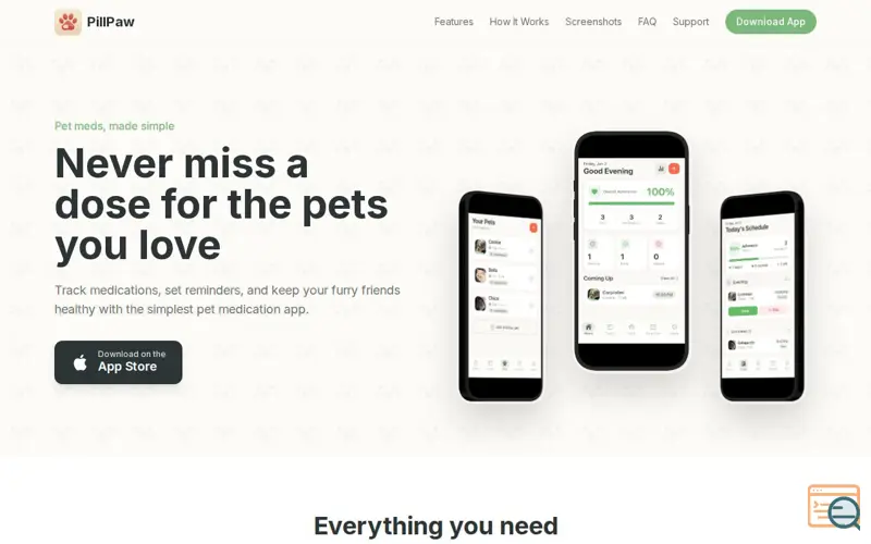 Screenshot of PillPaw