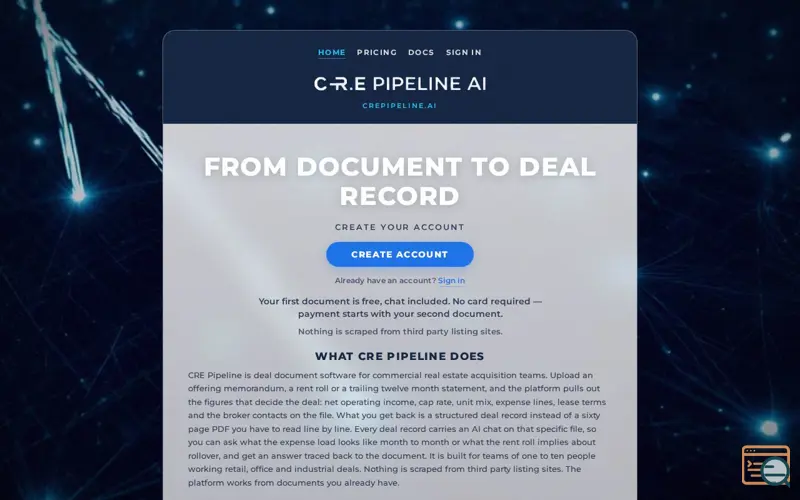 Screenshot of CRE Pipeline