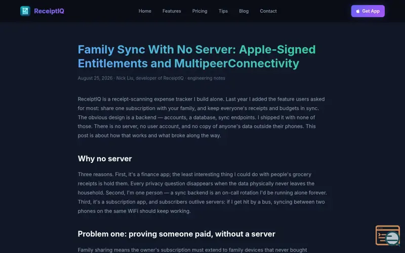 Screenshot of Family sync with no server