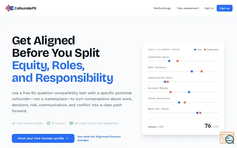 Screenshot of CofounderFit