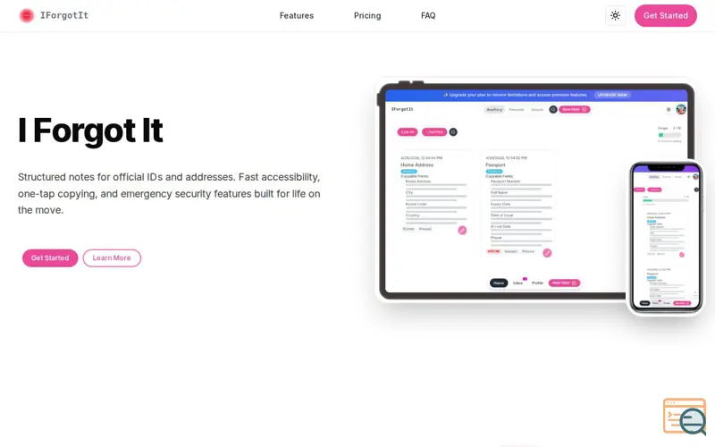 Screenshot of IForgotIt