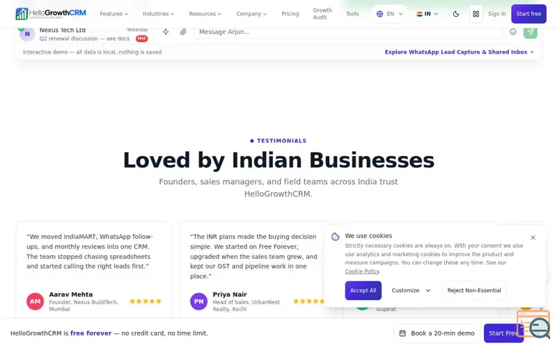 Screenshot of HelloGrowthCRM