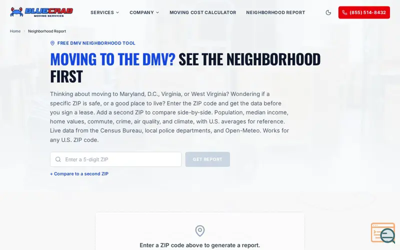 Screenshot of Neighborhood Report