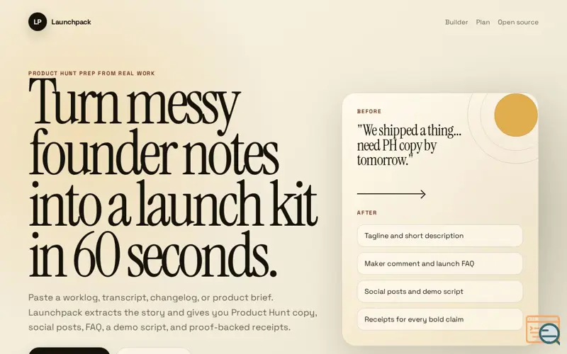 Screenshot of Launchpack