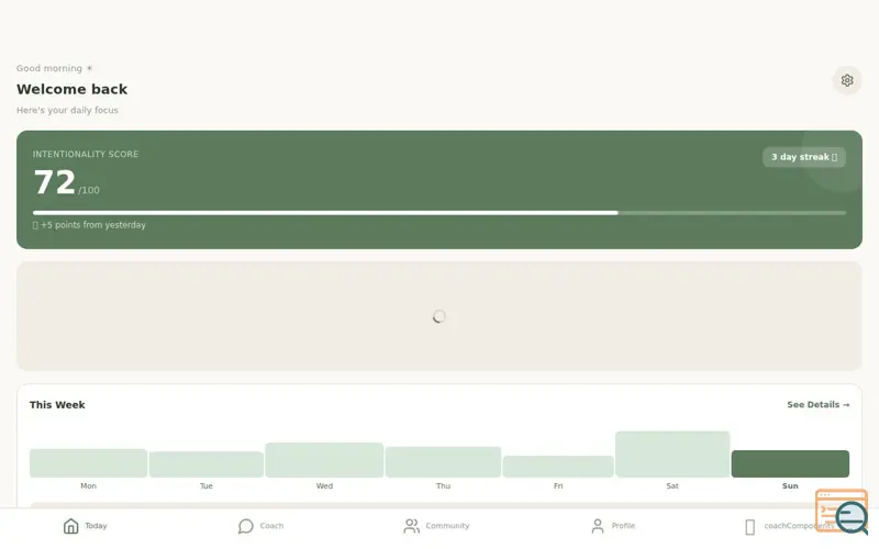 Screenshot of MindfulPal, a launch using Blink Analytics
