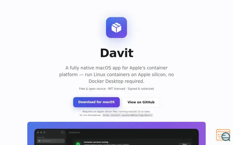 Screenshot of Davit, a Apple Containers UI