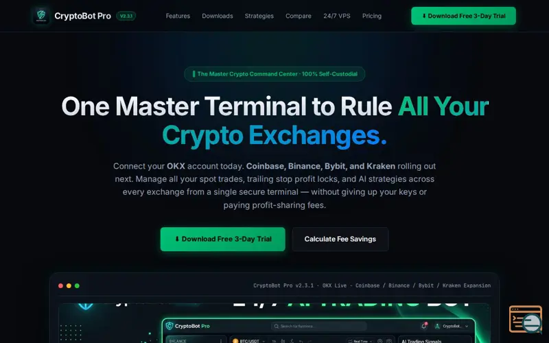 Screenshot of CryptoBot Pro | Self-Custodial AI Crypto Auto-Trading Bot